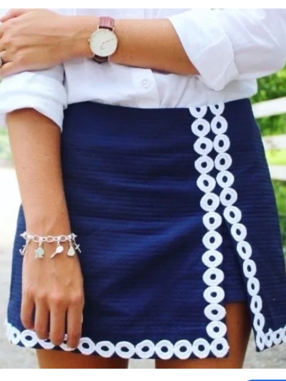 Lilly Pulitzer Blue and Navy Wavy Pattern Skort